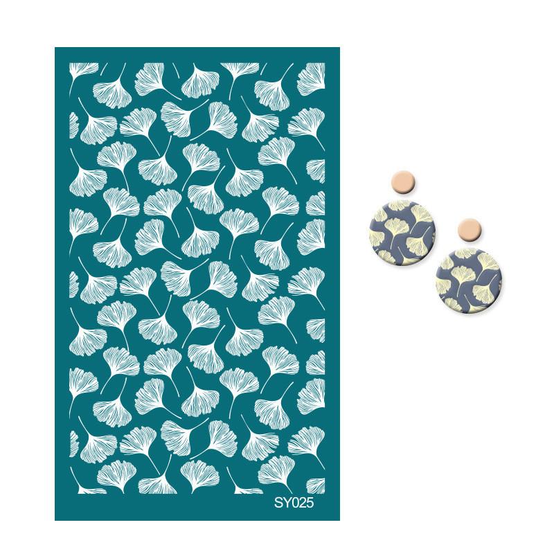23 Styles Self-Adhesive Silk Screen Stencils for Polymer Clay Palm Leaves Reusable Mesh Transfer Printing Earring Jewelry Making