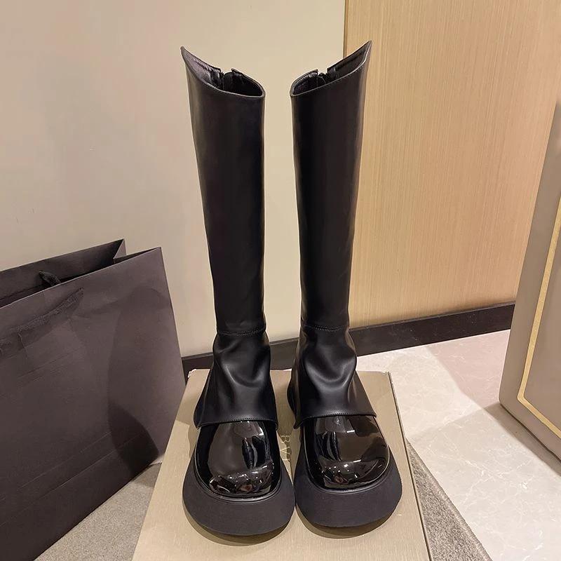 

Fashion Knee High Shaft Shoes Middle Heel Round Toe Waterproof on Promotion Spring 2024 Y2k Trend Cosplay Hot Woman Long Boots for Women 35