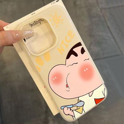Jelly 2-in-1 for Apple Phone Protective Case High-Quality Four-Corner Lanyard Soft Frame for Apple 13pm Crayon Shin-chan