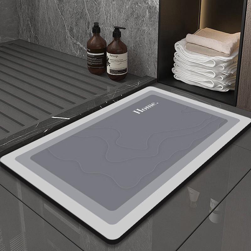 Wavy Marble Quick-Dry Bathroom Mat - Diatom Soft Absorbent Rug for Toilet, Door, and Sink