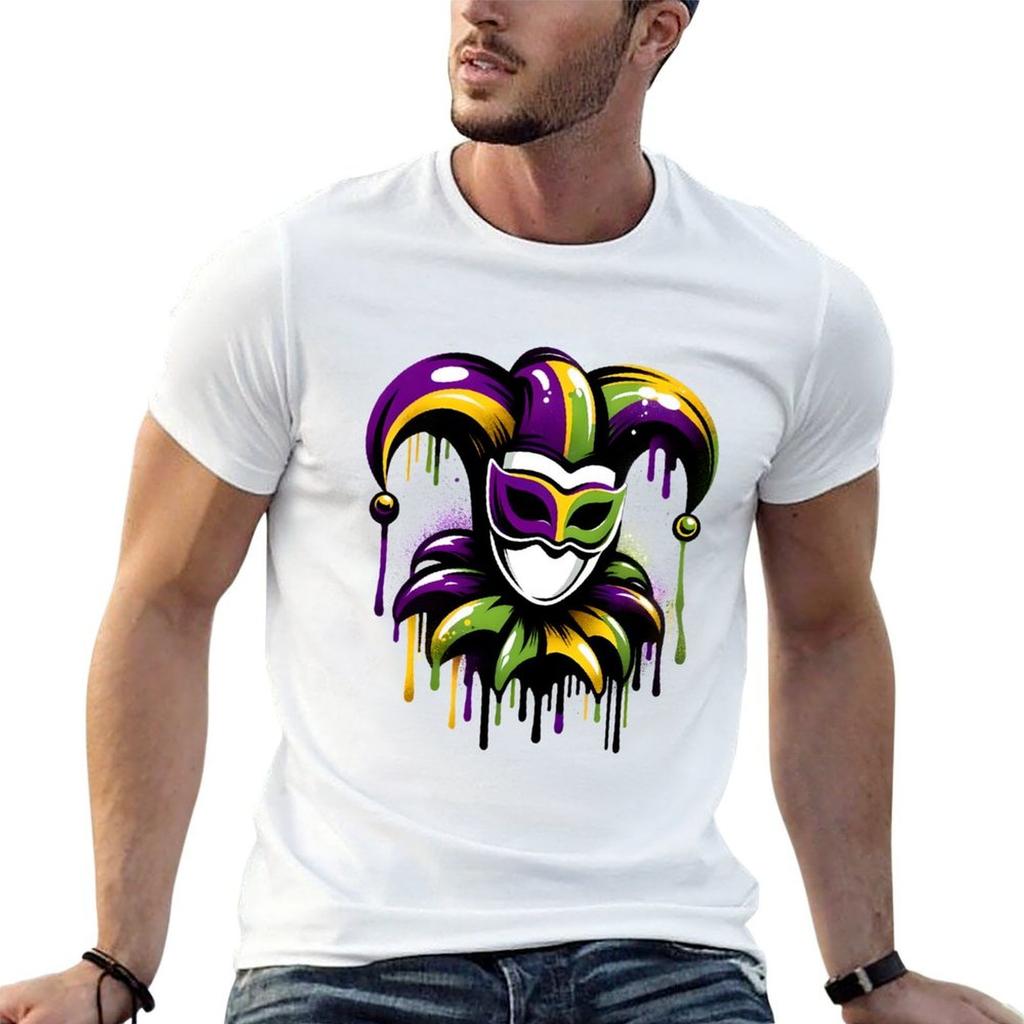 Mardi Gras Graffiti Jester T-Shirt Work Casual Loose Fit T-Shirt