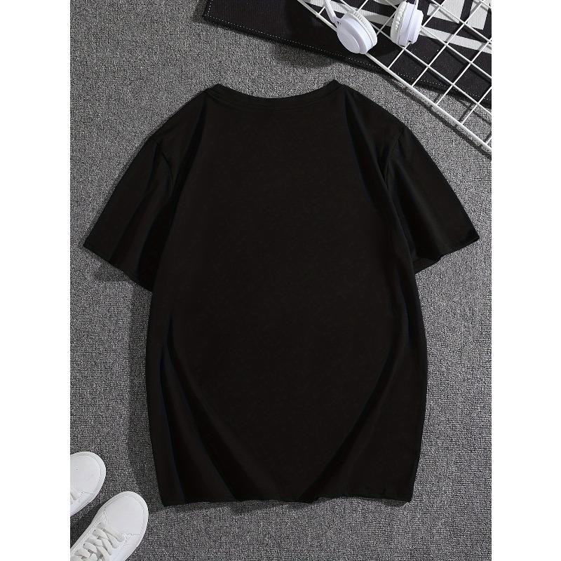 European Size 1208# Men's Round Neck Short Sleeve Trendy Cool Letter Print T-Shirt