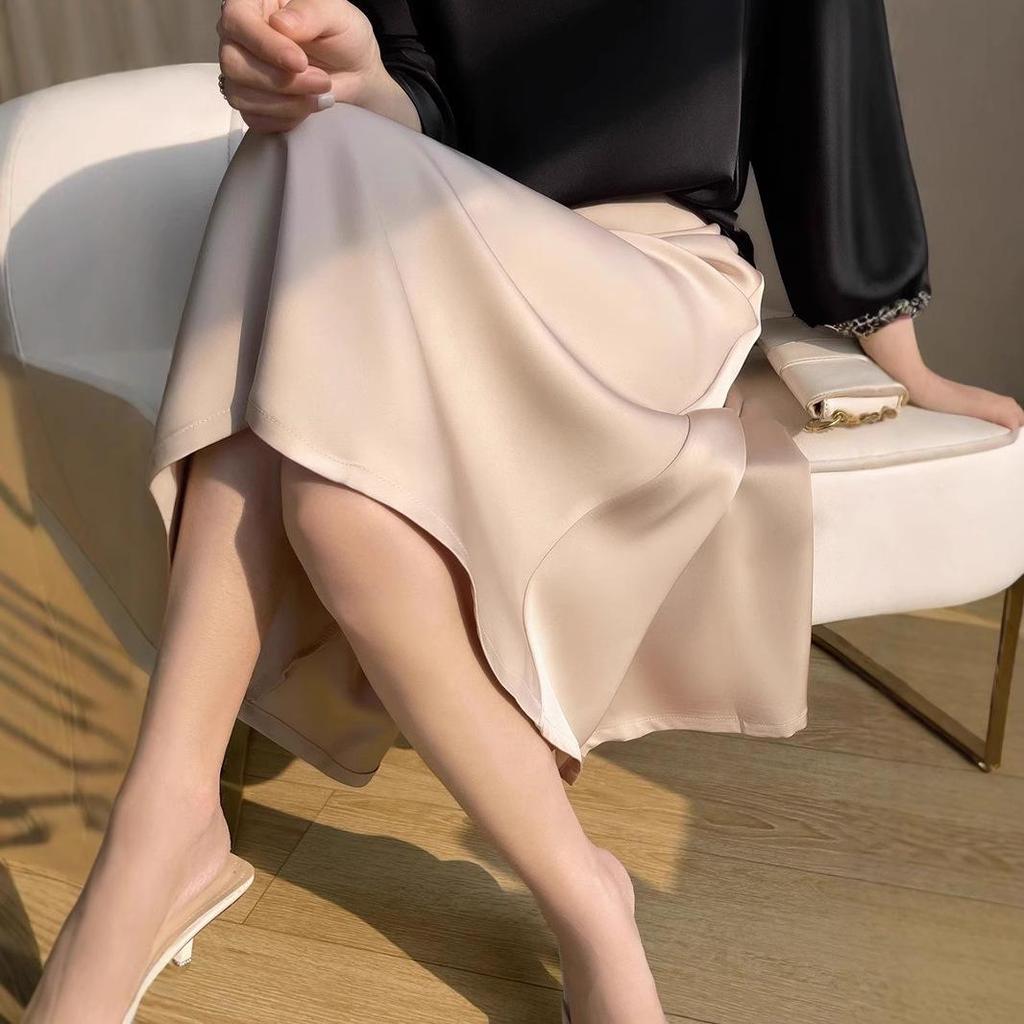 Women's Summer Mulberry Silk High Waist A-line Midi Skirt