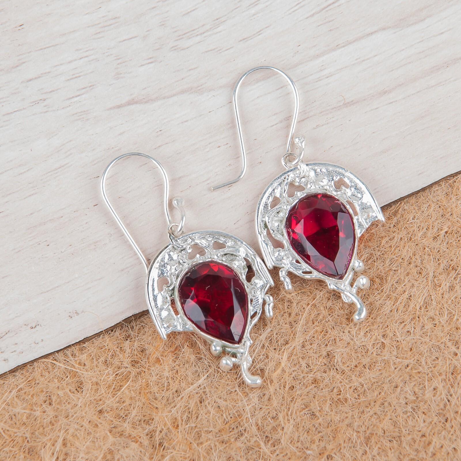 

Подвесные серьги с розовым рубеллитом из стерлингового серебра 925 пробы, ручной работы CE-5-8