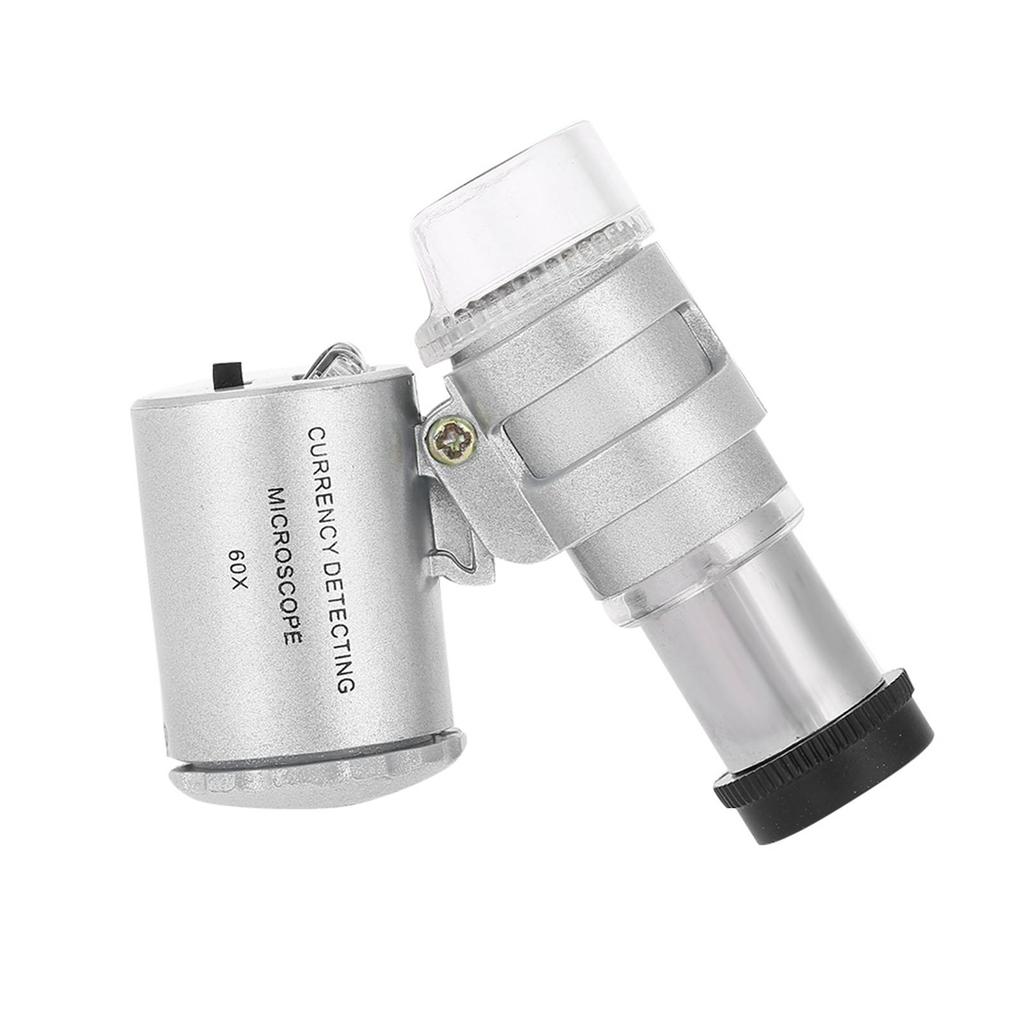 LED Microscope 60X Magnifying Glass, Portable Magnifier with Light, Bright LED Lights for Jewelry and Currency Inspection, In-Depth Lo