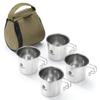 Four Outdoor Stainless Steel Sierra Cups with a Storage Bag Picnic Tableware Portable Barbecue Hiking Camping Cup Picnic Cookware