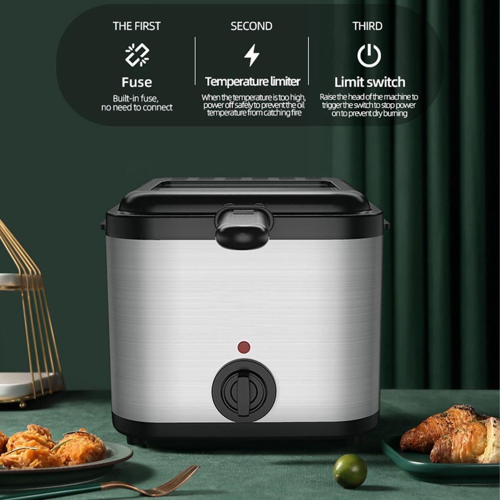 Electric Deep Fryer French Fries Frying Machine with Basket Fried Chicken Grill 2.5L Adjustable Thermostat Kitchen Cooking Oven
