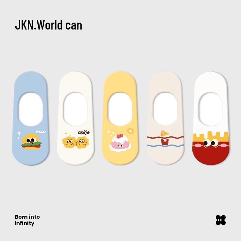 JKN Cartoon Silicone Non-Slip No-Show Socks 5-Pair Pack Women s 35-39