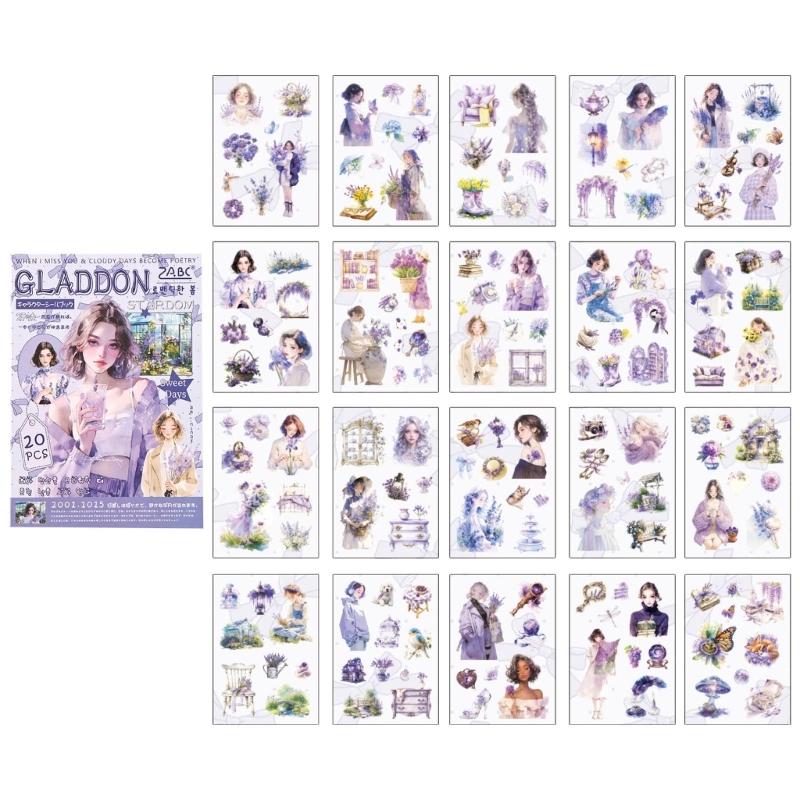 Colorful Flower Girl Die Cut Sticker Waterproof PET Decorative Sticker For Journals Notebooks Phone Cover Luggage Laptop