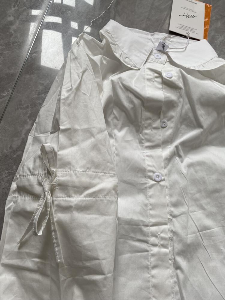 Ženy Nová móda Bílá Klopa Bílá Košile Jaro Podzimní Chic JK Dívčí Jednobarevné Obvaz Flare Rukávy Dlouhé topy Halenka