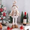Christmas Snowman Doll Decoration Retractable Long Legs Handmade Knitted Scarf Plush Earmuff Xmas Desktop Elk Ornament Holiday Festive Gift