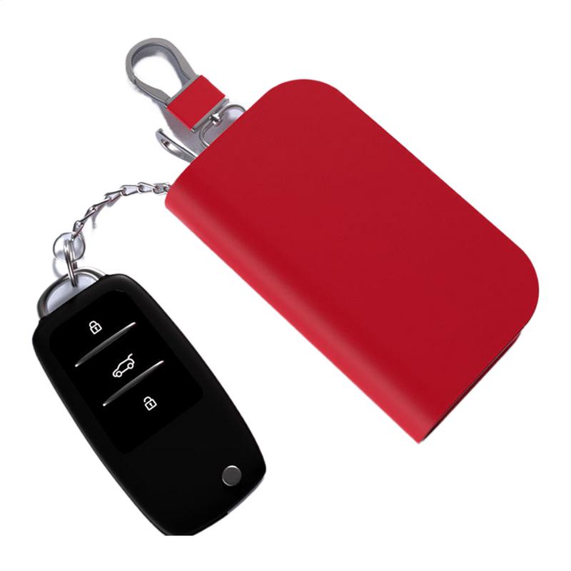 Leather Car Key Fob Holder Organizer Pouch Split Luxury Anti-Theft Remote Entry Smart Fob Case Bag With Zipper for Women Men