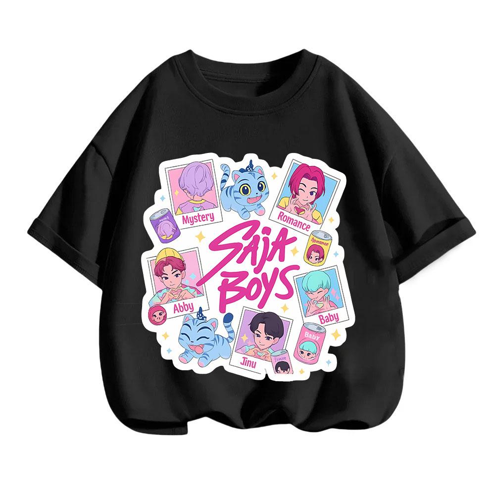 Kpop Lovci démonů Dětské oblečení Tričko s krátkým rukávem Roztomilé Kpop Lovci démonů Tygří Harajuku Tričko pro kluky a holky