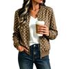 Women's Loose Fit Casual Zip-Up Jacket, Fashion Printed Short Coat for Fall and Winter