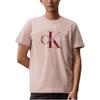 Calvin Klein Ck Jeans Ss24 Casual Letter Overlay Round Neck Short Sleeve T-Shirt Unisex Tops Shell-Pink J320770-TF6