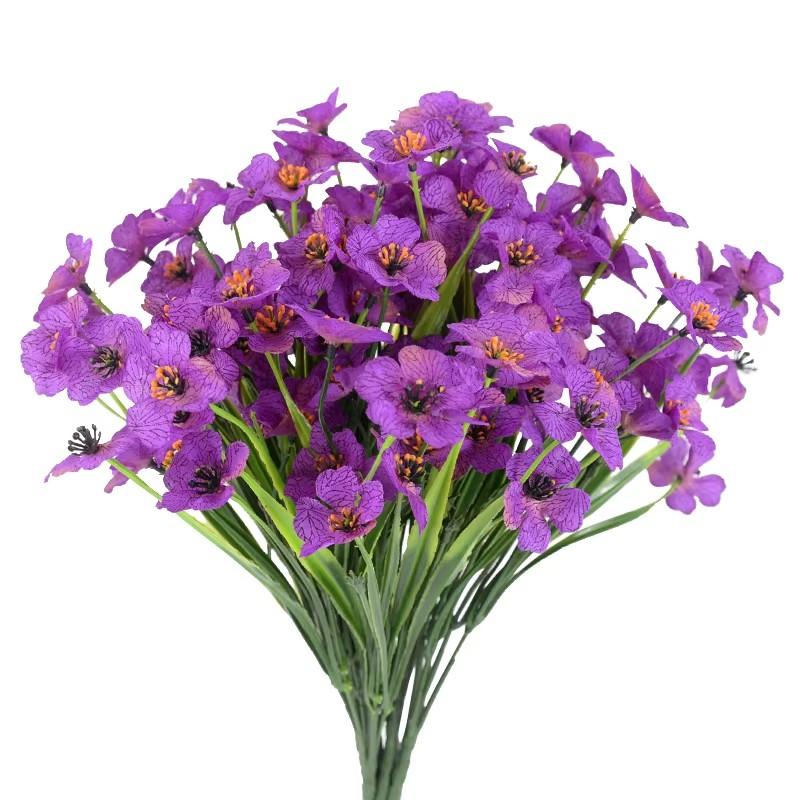 1 Bouquets Artificial Violet Flowers Silk Flowers Fake Grass Plants For Wedding Home Garden Decoration Birthday Xmas Party Decor