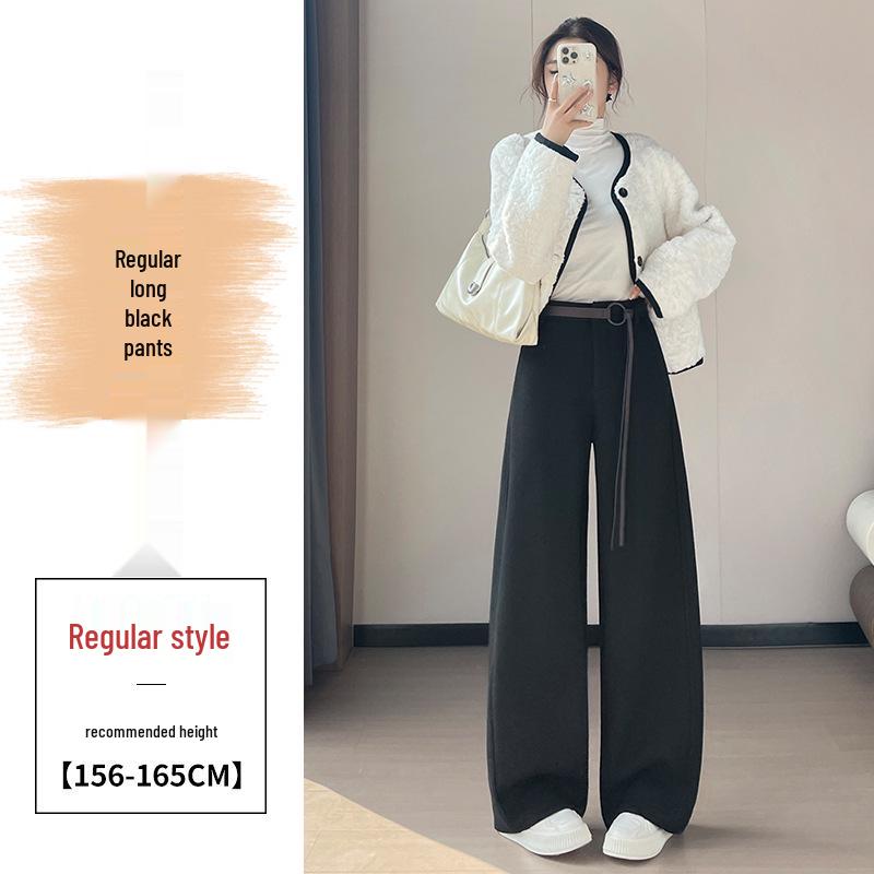 

Plum Purple Velvet Wool Wide-Leg Scissor-Leg Pants: 2025 Autumn/Winter Fashion Small