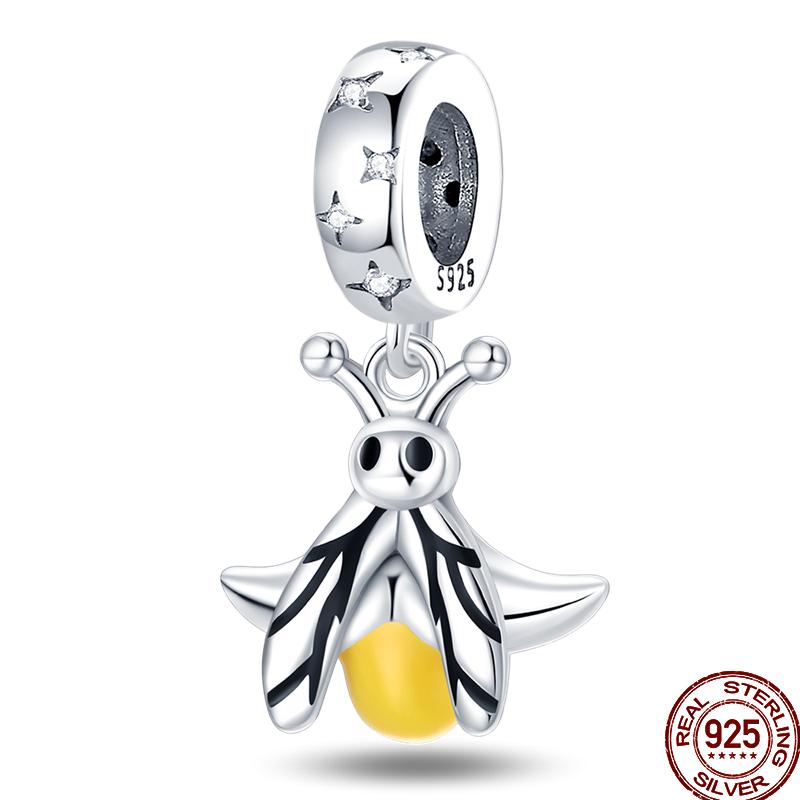 Frühlings-Charm Kupfer Vierblättriges Kleeblatt Schmetterling Libelle Anhänger Perlen Geeignet Für 3Mm Original Armband DIY