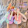 Cute Cartoon Guitar Shaped Silicone Keychain With Wrist Strap Pastel Design For Bag Decor Gifts For Music Lovers