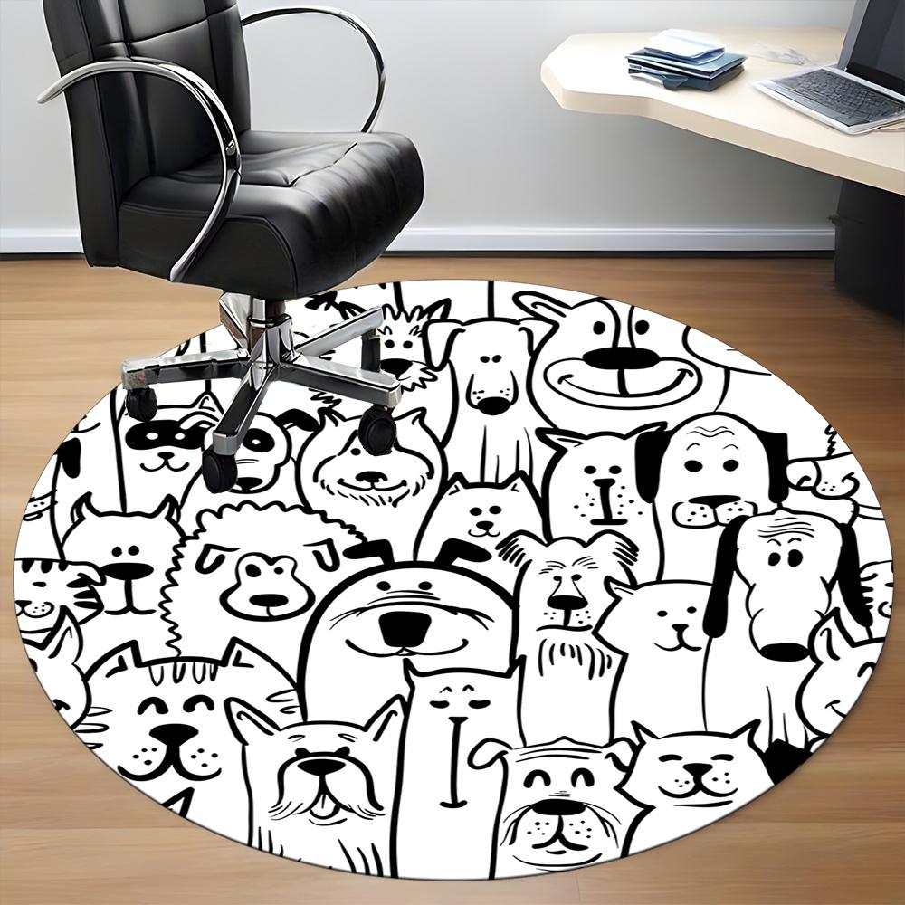 1pc Puppy Cat Office Round Area Rug, Indoor Mat Suitable ForOffice, Under Office Chairs Bedroom Living Room Home Decor, Room Decot056
