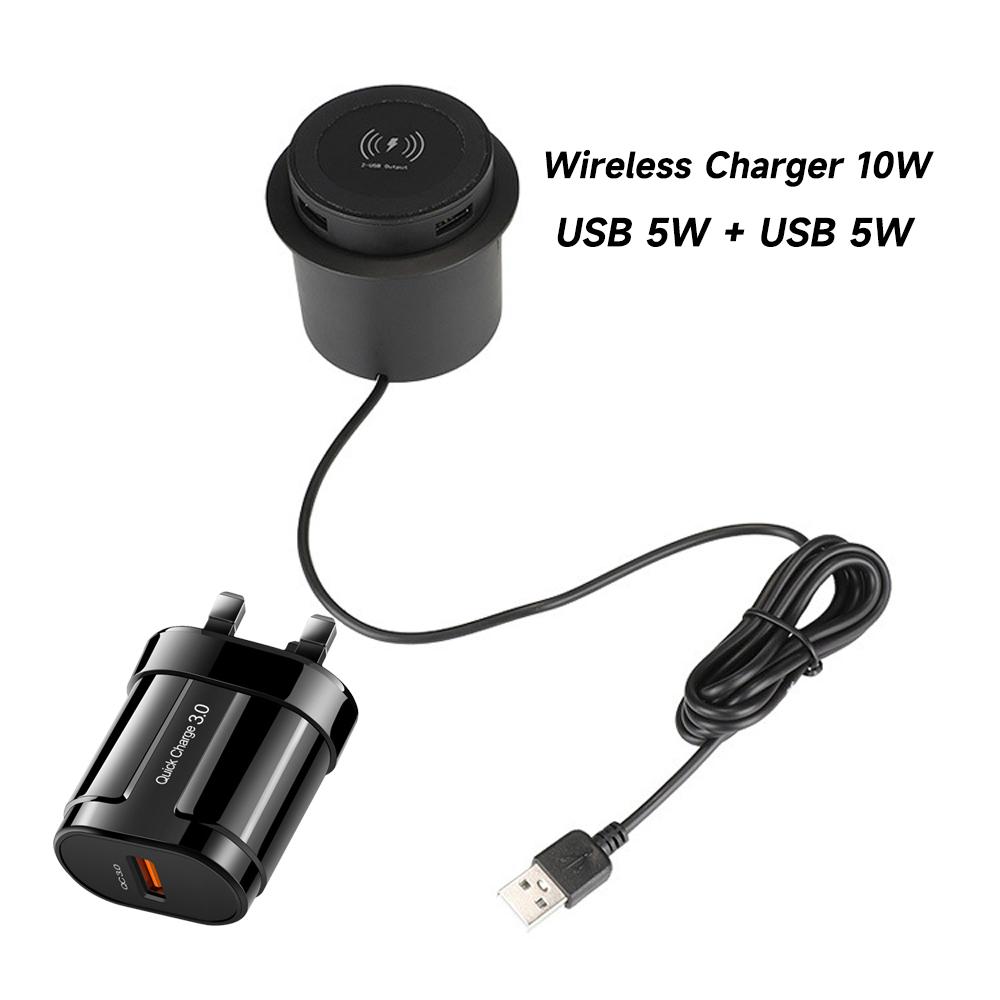 46W Furniture Desktop Embedded Table Wireless Charger Station QC3.0 USB Type C PD Fast Charging For iPhone 13 14 12 Samsung S23