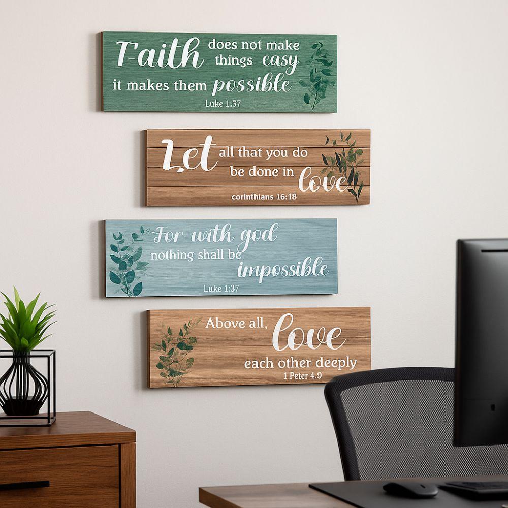 Modern Letters Plants Hanging Sign Wooden Wall Decor Paintings Floral Wall Art Room Decor