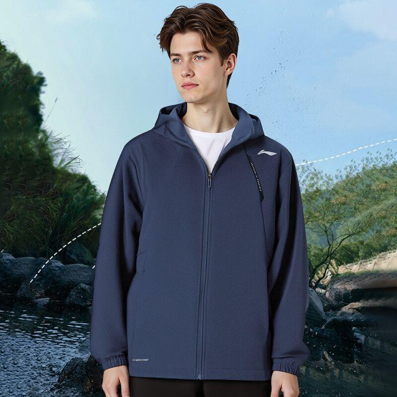Li Ning Trench Coats Unisex Midnight Voyage Blue Hooded Moderate AFDVB33-2