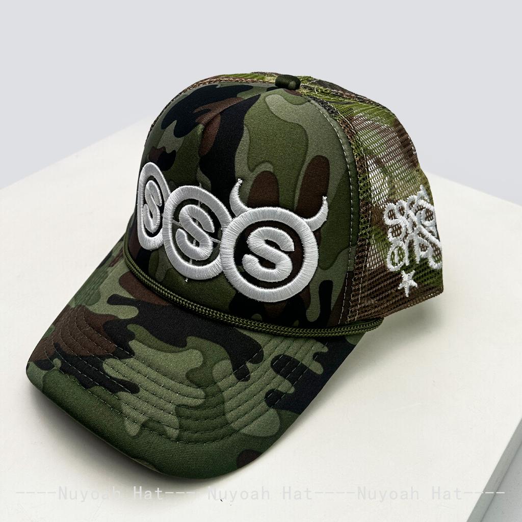 And Women Personalized Devil Horns Letter Prints Embroidery Baseball Caps Air Permeable Mesh Sun Protection Hip Hop Trucker Caps All-Match Outdoor