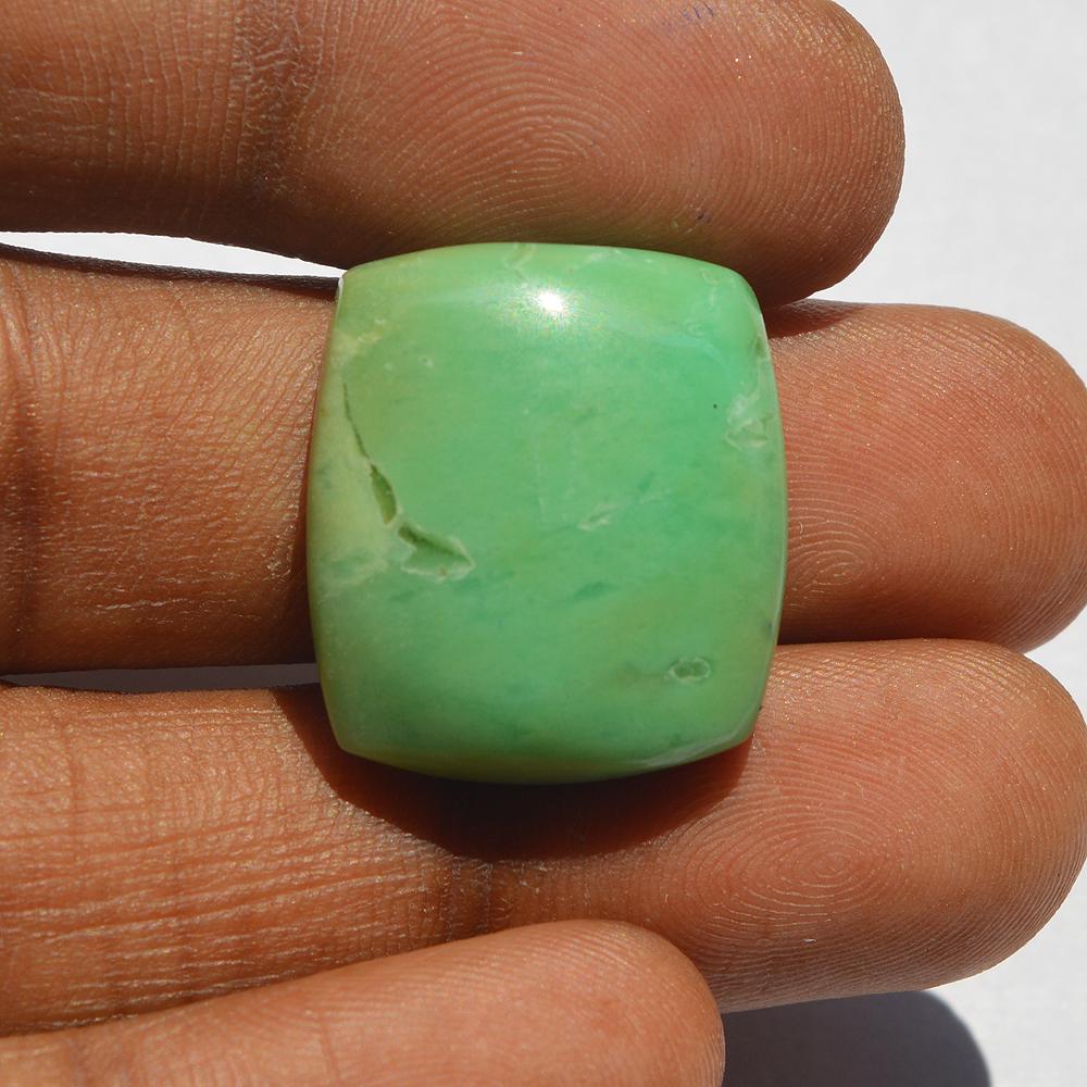 Chrysoprase Gemstone - Natural Chrysoprase Cabochon, Craft Supply, Jewelry Making, 26 Carats, Rectangle Shape, 22x19x7 MM
