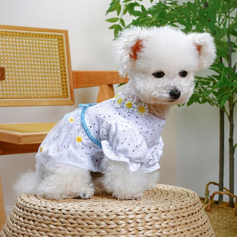 Cats Outfits for Cats Only Pet Costume Dog Clothes Daisies Dress for Girl Dogs