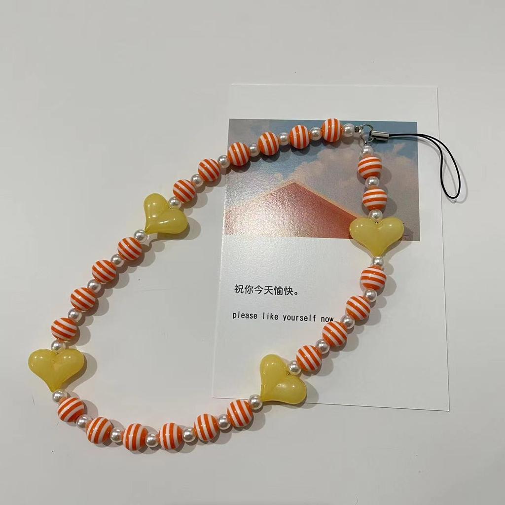 Adorno colgante colgante con cuentas de amor, cadena para teléfono móvil, funda para teléfono móvil