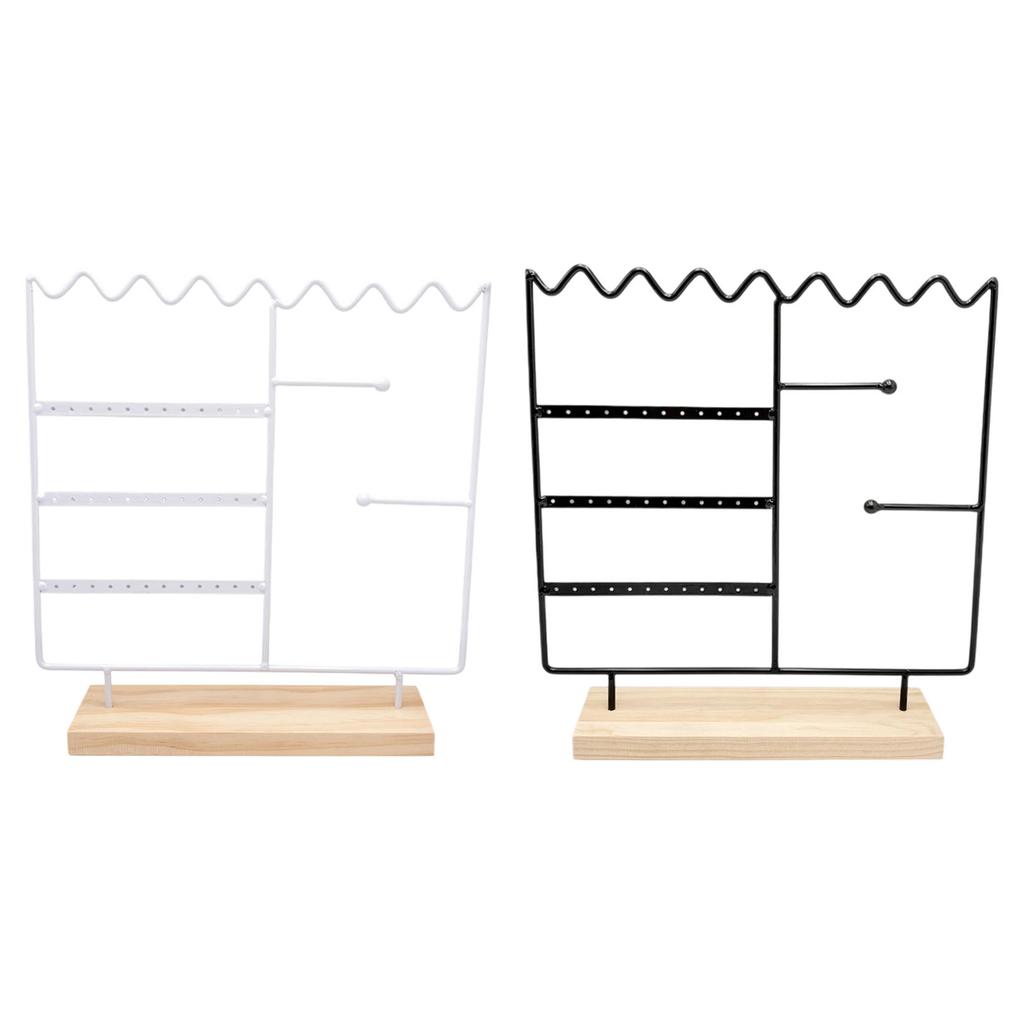 Wood Base Jewelry Display Stand with Detachable Funtion Earring Organizer for Tabletop Storage Home Shop Decoration