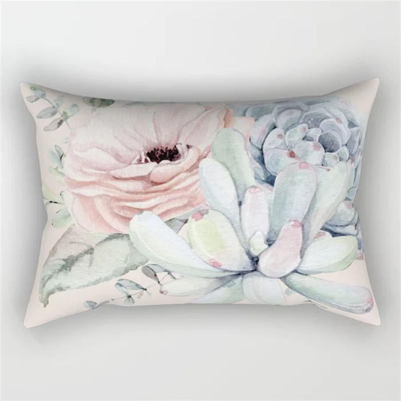 30x50cm Green Tropical Leaves Plant Pillowcase Cactus Flower Polyester Cushion Cover Ins Natural Landscape Pillowslip Home Decor