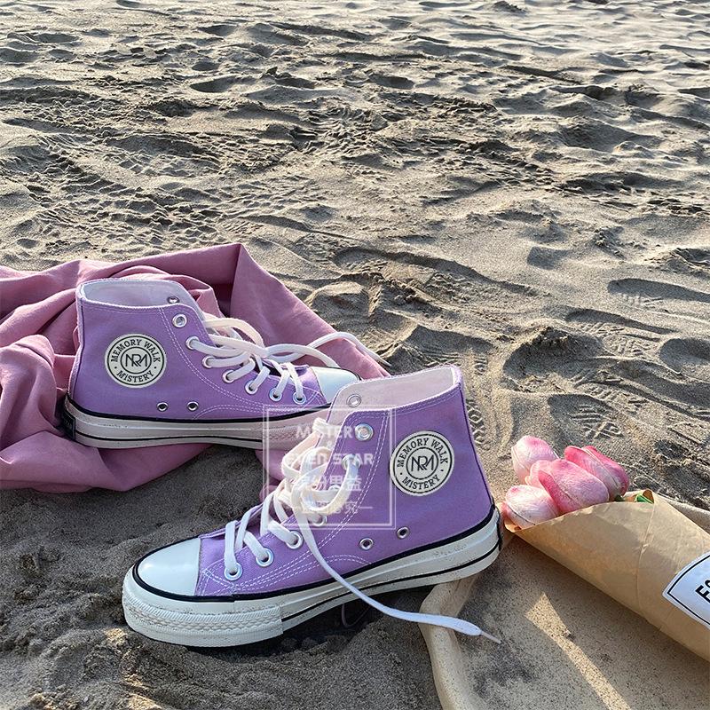 Round Label Canvas Shoes Student Men and Women Couple Shoes 211