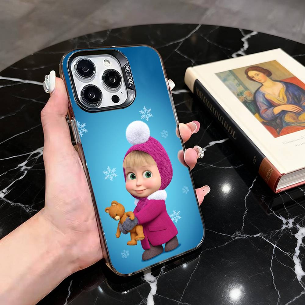 Sweet Cartoon Couple  Phone Case For iPhone 17,16,15,14,13,12,11 Plus,Pro Max,XS,Colorful Silver Phone case Funda Cover