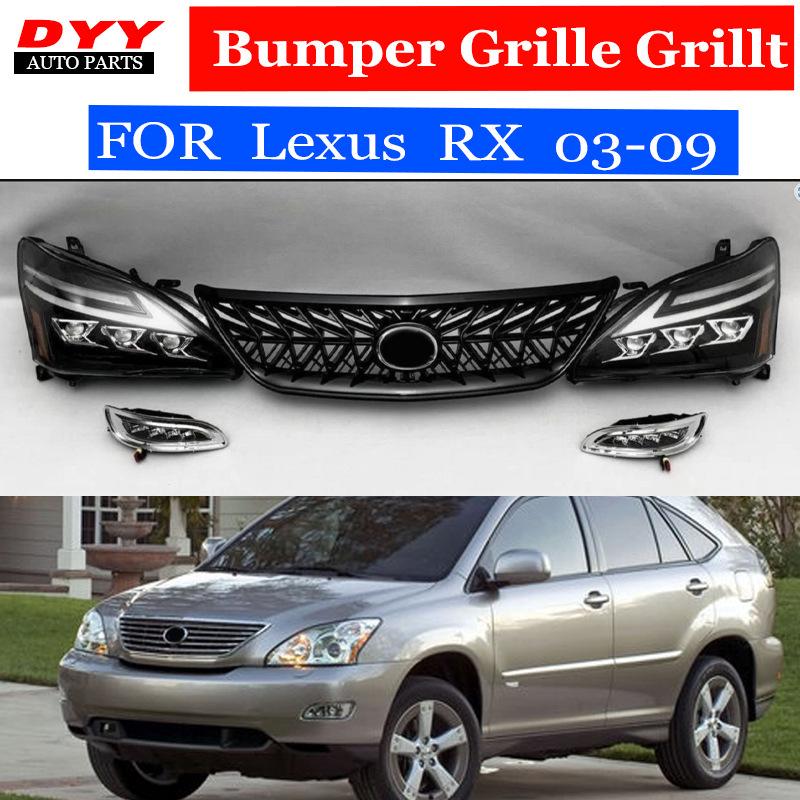 Compatible Daytime Running Lights & Front Fog Lights for 03-09 Lexus RX330/RX350 with Modified Headlights and TRD Grille