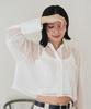 Bis Washable Lame Sheer Cropped White Maine Shirt, Women's, (10)