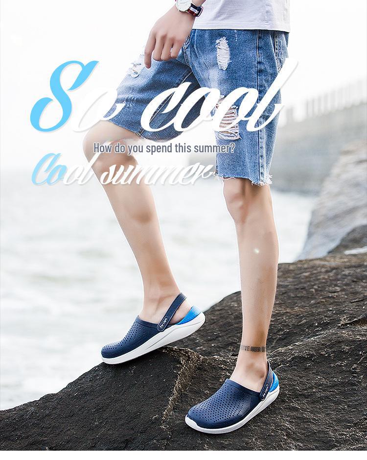 Men's Summer Non-Slip Breathable Hole Shoes: Soft-Soled Double-Use Sports Beach Sandals