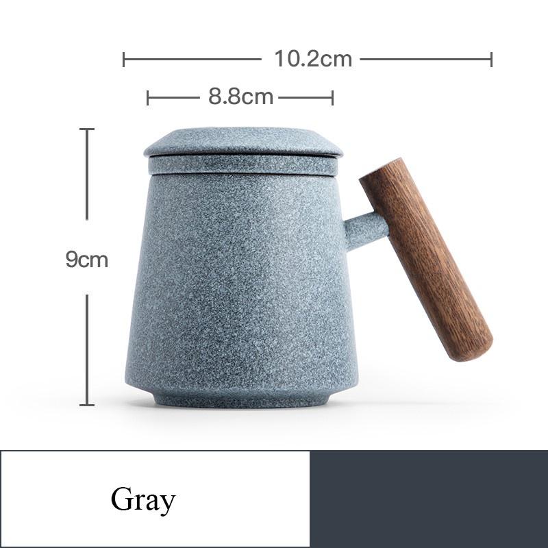 320ml Bluestone Glaze Ceramic Mug Simple Filter Tea Cup