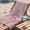 Pink Stripe Slow Life Oversized Microfiber Beach Towel Sand Proof Quick Dry, Absorbent for Swimming Pool Travel Camping