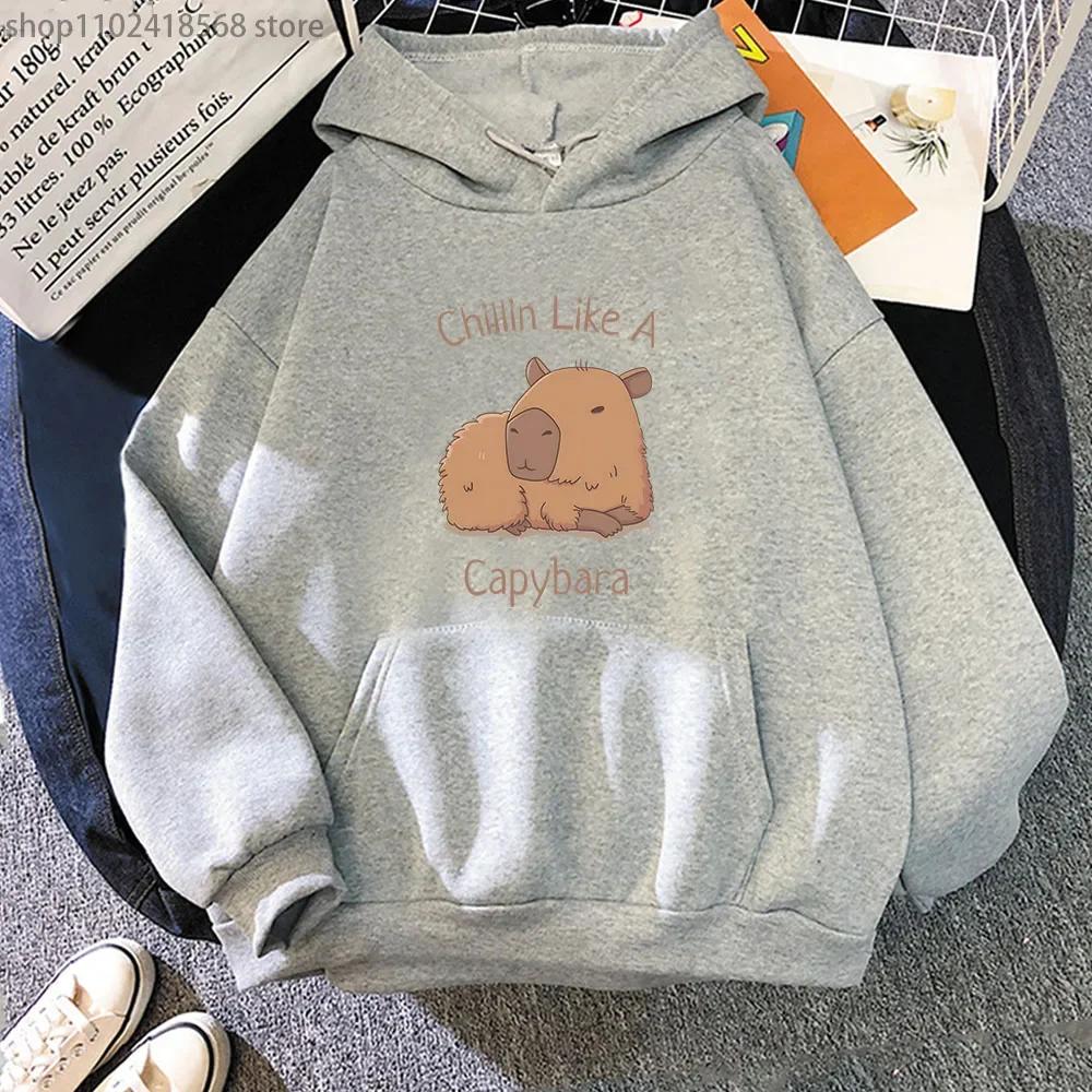 Capybara Hoodies Chilin Like A Sweatshirts Women Long Sleeves Tops Women Clothing Clothes Kawaii Animal Graphic
