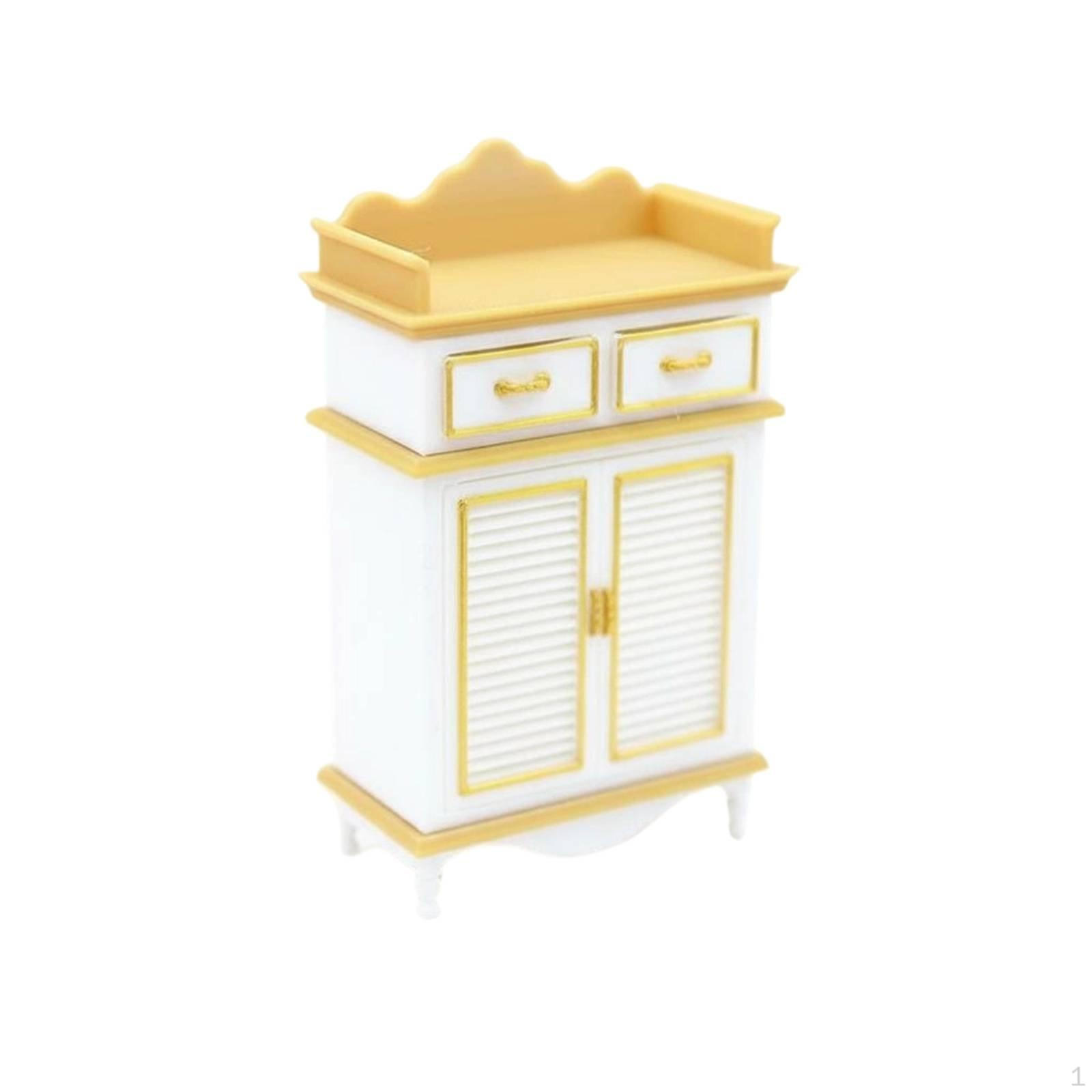 Miniature Footwear Storage Realistic Detail 1:12 Scale Dollhouse Cabinet Highly Detailed Model White Gold