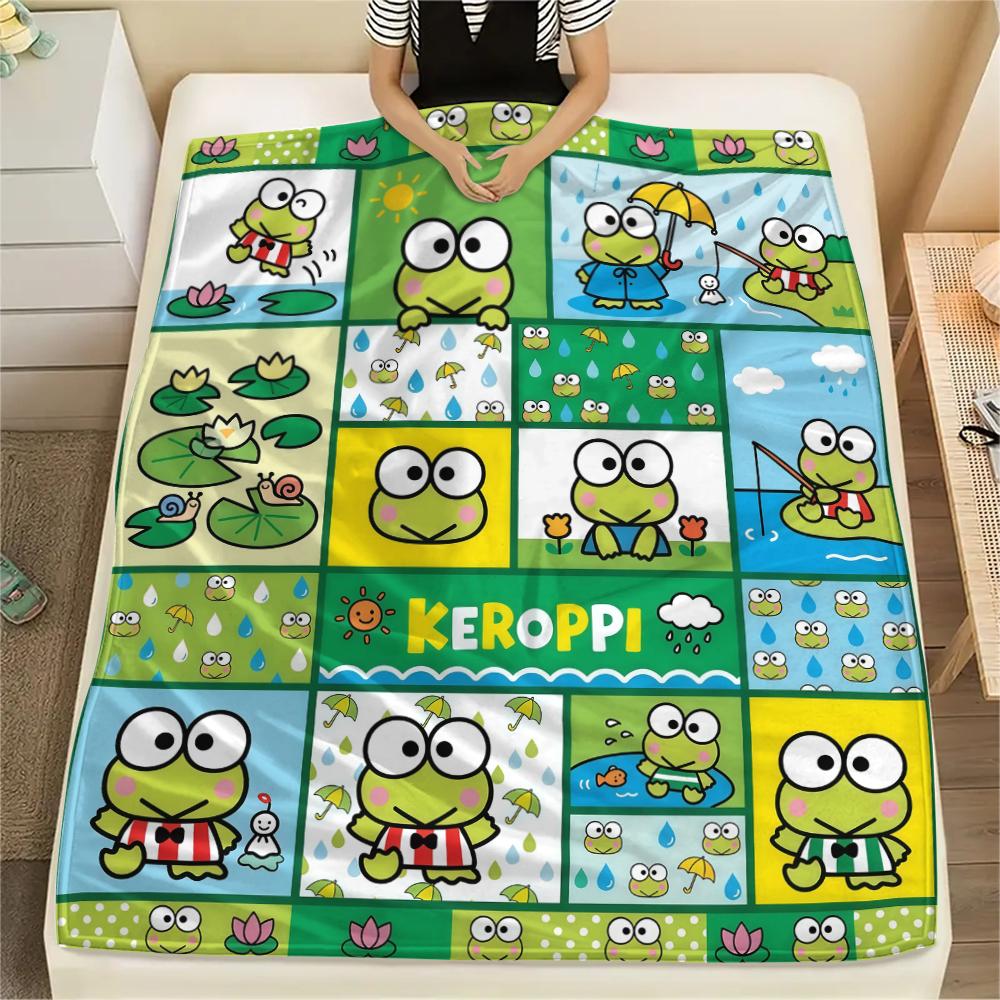 1PC Sanrio Puzzle Print Flannel Blanket, High quality All Seasons, Home Decor, Warmth and Comfort, Perfect for Christmas Gifts