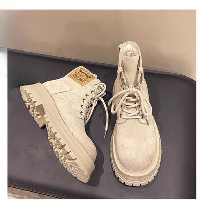 Zapatos de Mujer Botas de Trabajo Botines Nuevos Botas de Suela Gruesa para Mujer Botas Retro Escarchadas