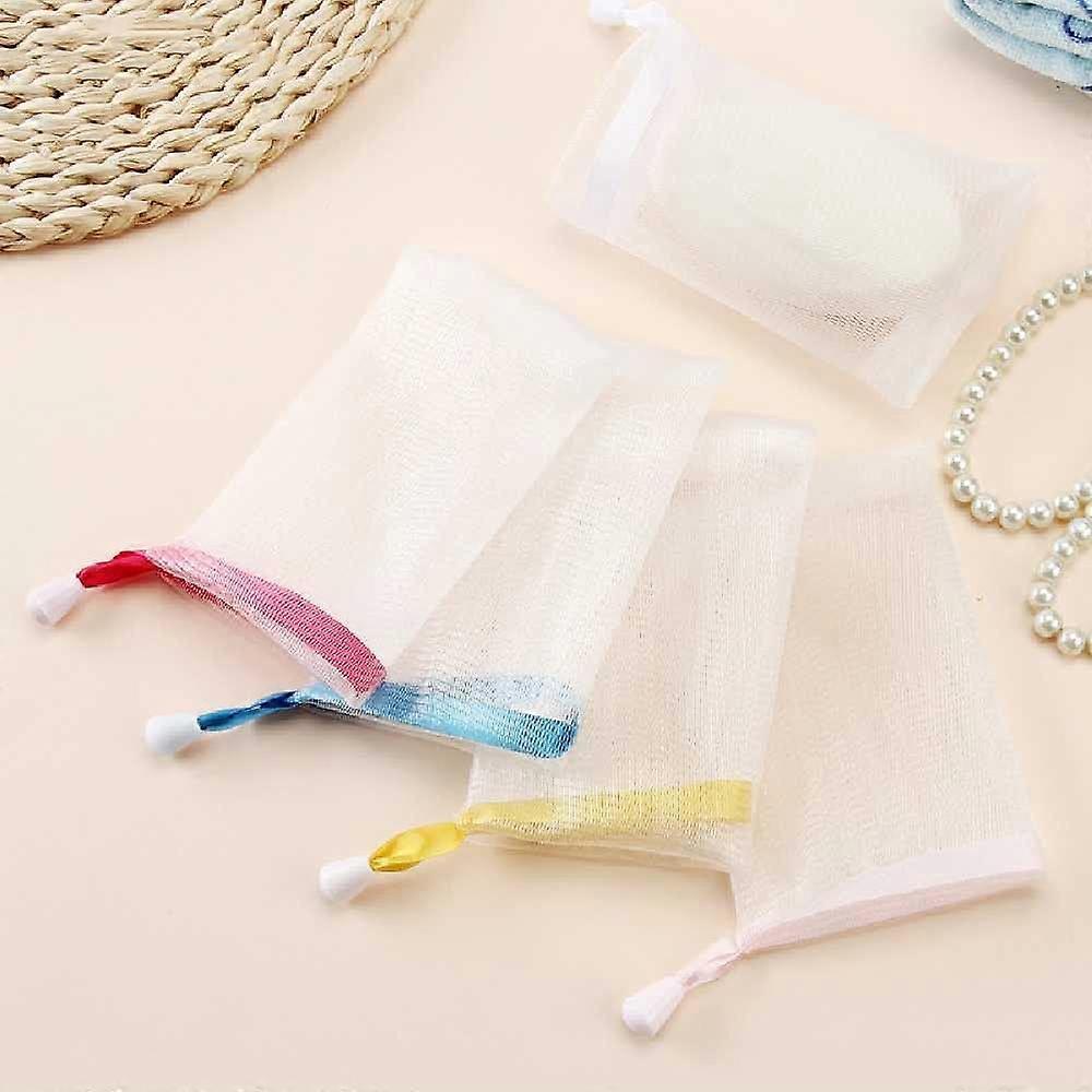 5PCS Handmade Soap Foaming Net Foaming Net Facial Cleanser Cleansing Net Face Soap Bag Foamer 9.5*15cm Random Color