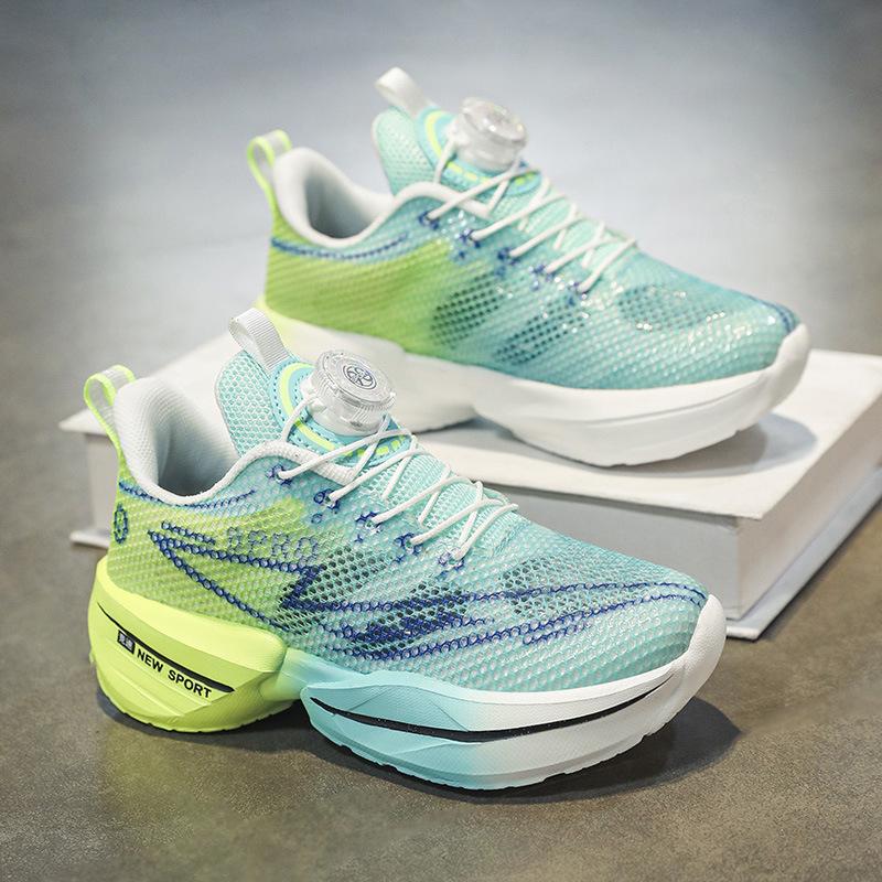 2025 New Summer Boys Shoes Children's Sports Shoes Primary School Students Lightweight Professional Carbon Plate Red Rabbit Running Shoes