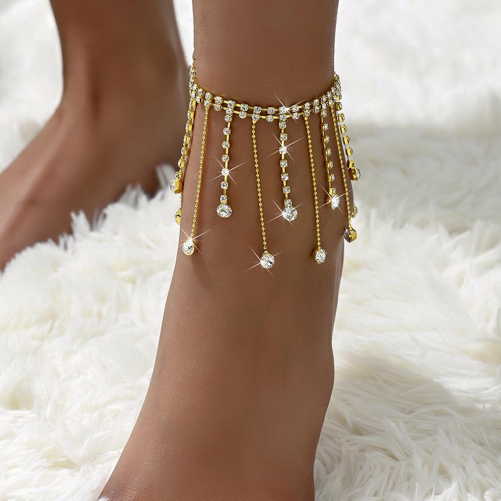 Women's fashionable, lightweight and luxurious tassel ankle chain accessories, designed with geometric tassel accessories