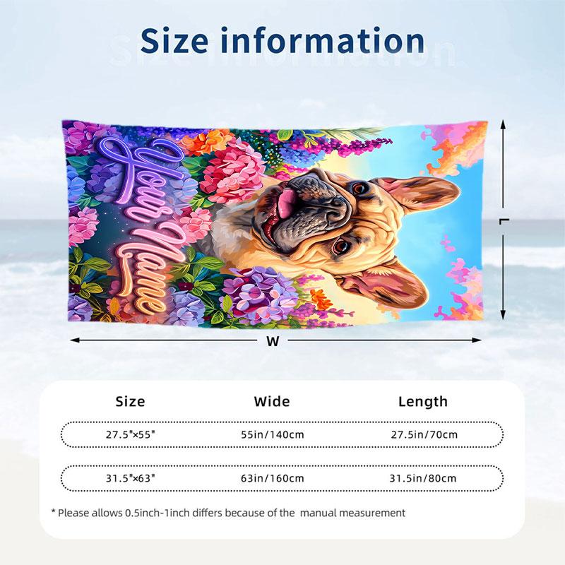 Floral Garden Theme Beach Towel Personalized Custom Name & Text Soft Quick Dry Beach Towel for Swimming Travel