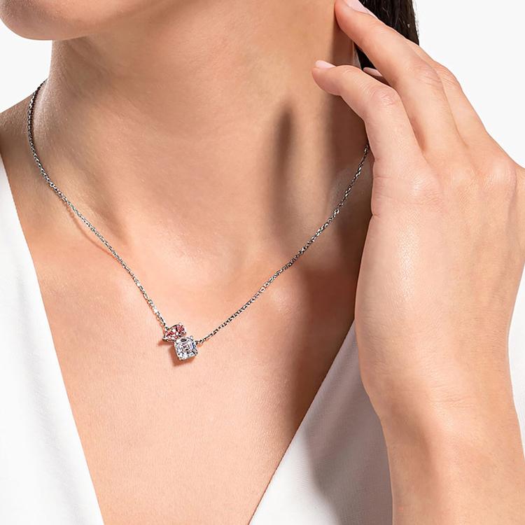 Swarovski Attract Seelenkristall Halskette Damen Halsketten Rosa Silber 5517115