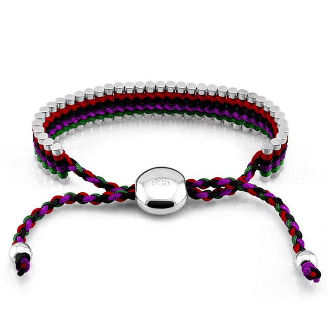 

Модный браслет из стерлингового серебра 925 пробы, винтажный браслет в национальном стиле, плетеный браслет из веревки, регулируемый Шарм, женские украшения белый